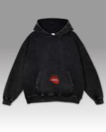 Bluza oversize z kapturem Love z motywem ust